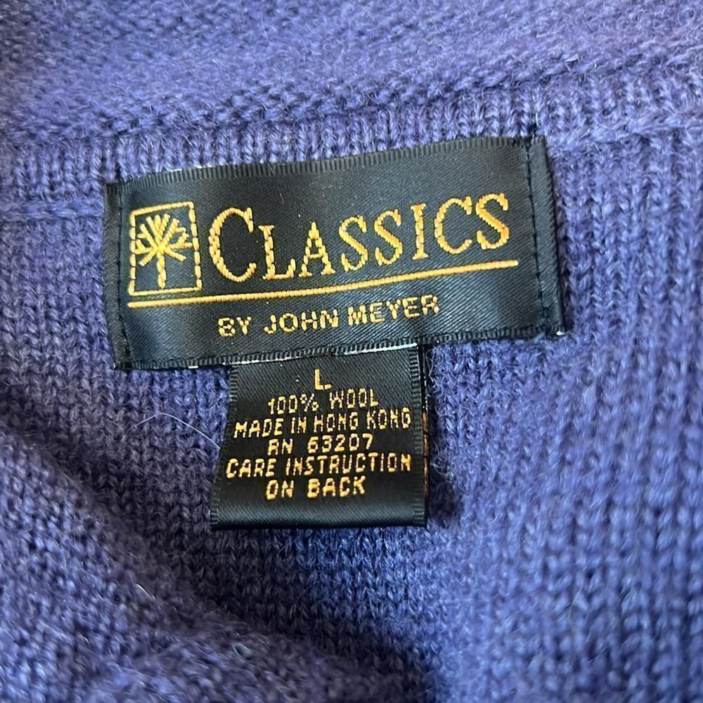 John Meyer Classics Wool Collared Button Up Cable… - image 3